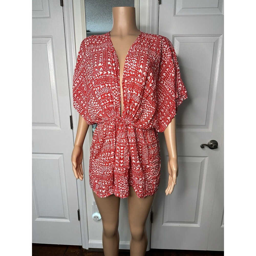 Victoria's Secret Heart Patterned Red & White Robe